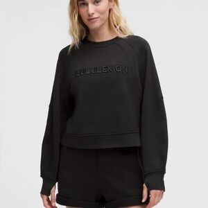 Lululemon Black Scuba Oversized Pullover Wordmark M/L